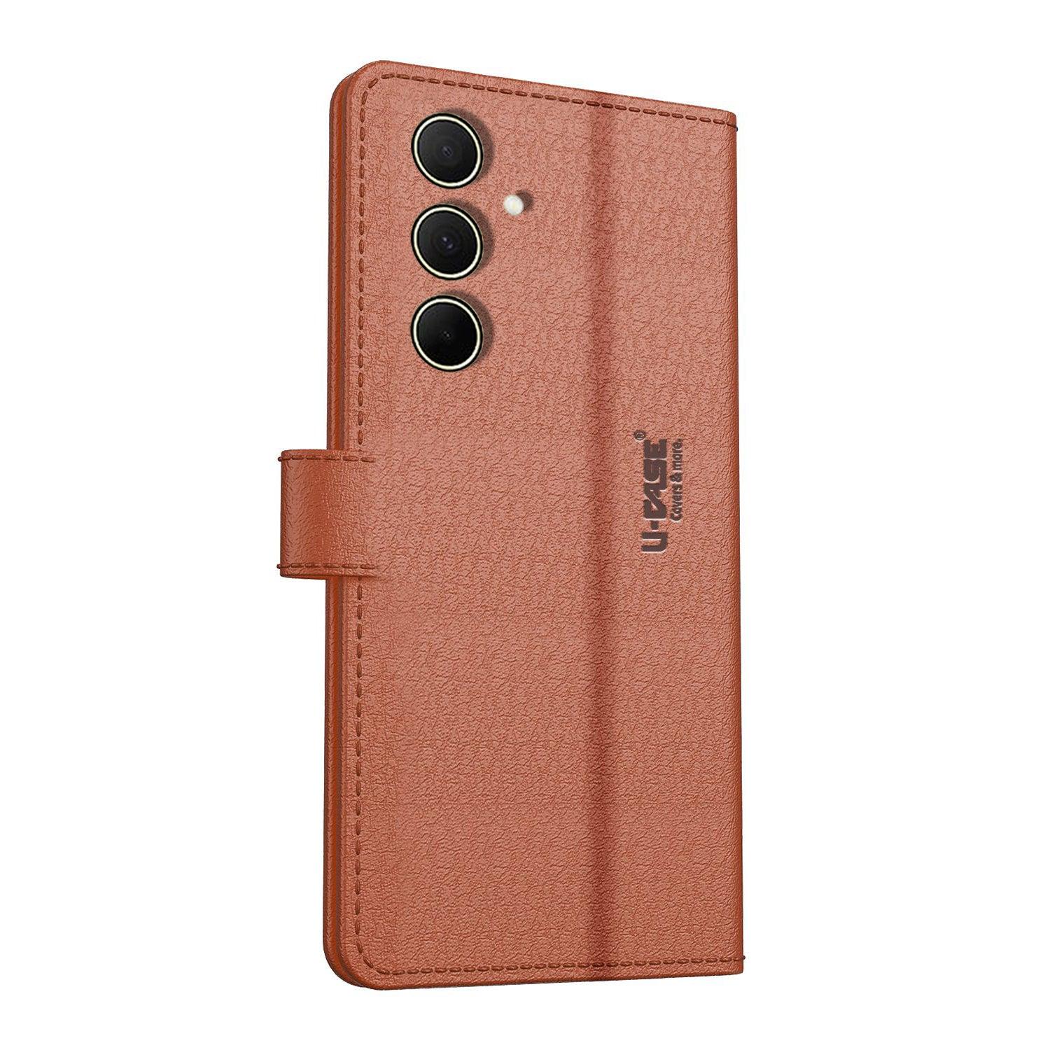 U-CASE Flip Cover for Samsung Galaxy A35 Vegan Foldable Stand & Pocket Magnetic Closure - Aibex